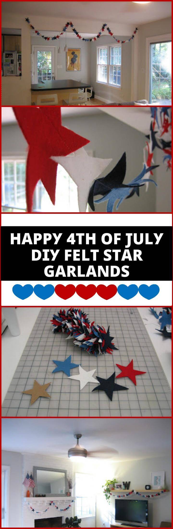happy 4th of July DIY felt star garlands